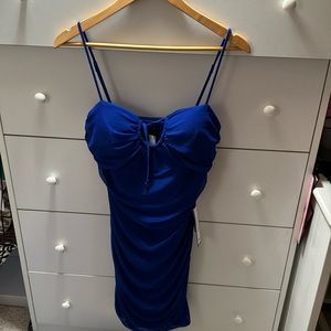 NWT BLUE RUCHED MINI DRESS